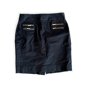 Banana Republic skirt black gold zipper Sz 2 XS petite